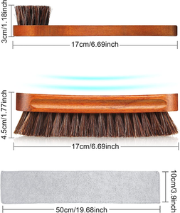 3 Pieces Horsehair Shine Shoes Brush kit Polish Dauber Applicators